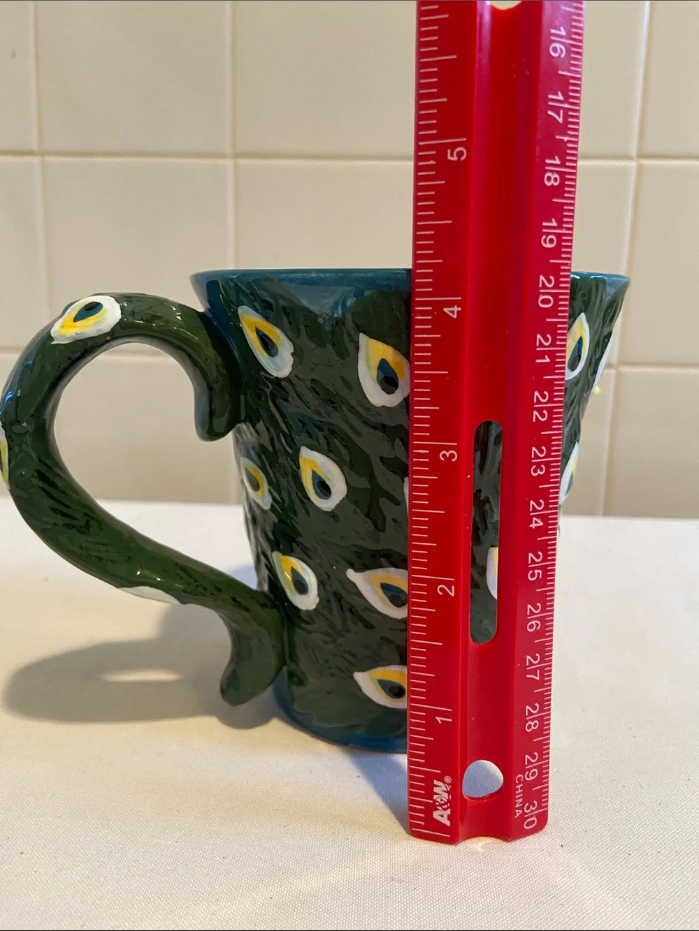 🩷Pier 1 Peacock Cup Hand - Painted Dolomites